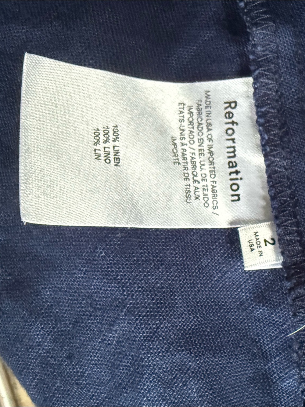 Reformation Belgium Navy 100% Linen Midi Dress Size 2 - Picture 5 of 6